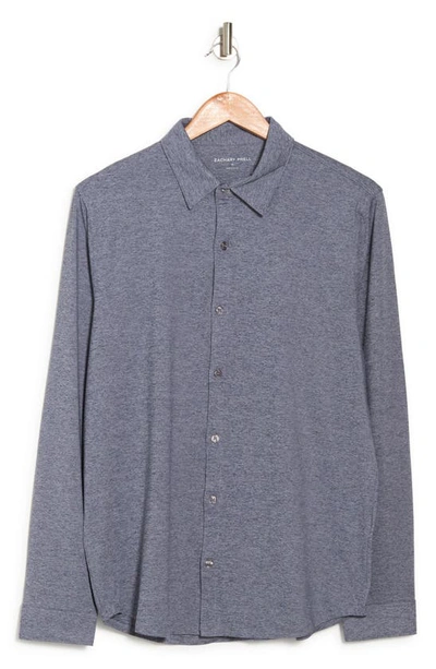 Zachary Prell Bill Stretch Knit Button-up Shirt In Blue