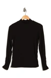 Sanctuary On My Mind Mesh Sleeve Mock Neck Top In Black