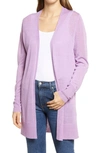 Halogen Side Slit Cardigan In Purple Spectre