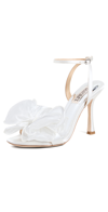 Badgley Mischka Nessie Satin Bow Ankle-strap Sandals In White