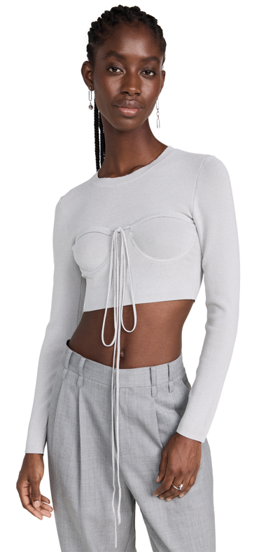 Christopher Esber Bustier Cropped Tie Knit In Grey