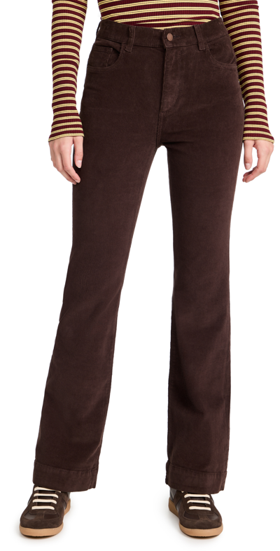 Dl Bridget Bootcut High-rise Instasculpt Corduroy Trousers In Dark Cocoa (cordu