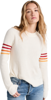 Faherty Throwback Stripe Sleeve Organic Cotton & Cashmere Crewneck Top In Starch