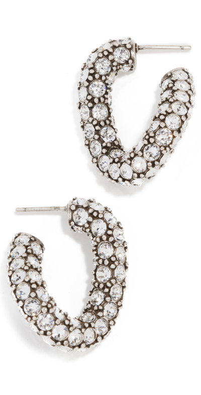 Isabel Marant Funky Ring Crystal Hoop Earrings In Silver