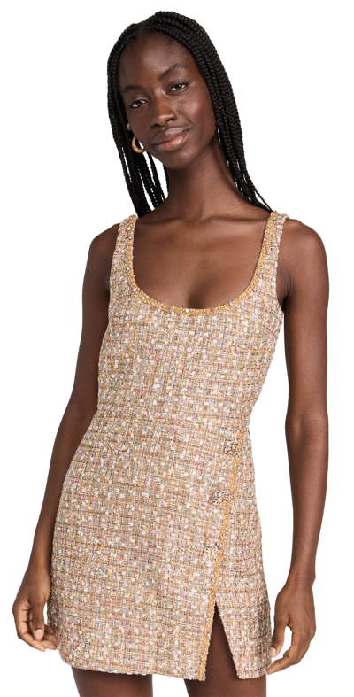 Self-portrait Tinsel Sleeveless Slim-fit Boucle Mini Dress In Metallic