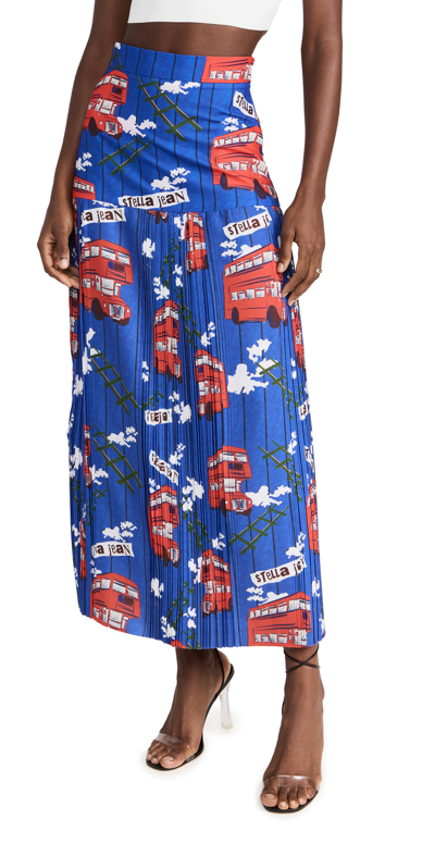 Stella Jean Bus-print Skirt In Blue
