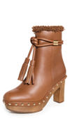 Ulla Johnson Noah Leather Tassel Ankle Boot In Cognac