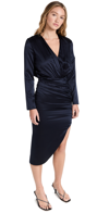 Veronica Beard Cameri Asymmetric Silk-blend Dress In Navy