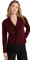 Vince Wool-cashmere Boxy V-neck Cardigan In Plum Wine