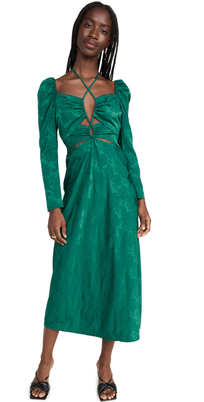 Wayf Adeline Halter Cut Out Midi Dress In Pine Green | ModeSens