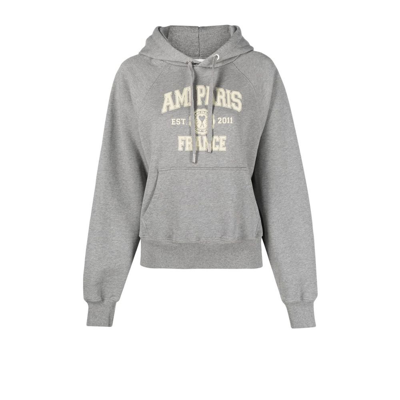 Ami Alexandre Mattiussi Logo-print Organic Cotton Hoodie In Grey