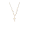A SINNER IN PEARLS 18K YELLOW GOLD PEARL CROSS PENDANT NECKLACE,N0220518413378