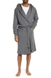 Ugg Leeland Cotton Blend Hooded Robe In Charcoal Heather