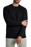 Karl Lagerfeld Men's Textured Long Sleeve Crew Neck Sweater In Black