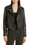 Vince Classic Leather Jacket In Black