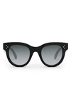 Celine Bold 3 Dots 48mm Square Sunglasses In Shiny Black / Gradient Smoke