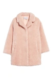 Stand Studio Kids Camille Cocoon Faux Shearling Coat In Pale Blush