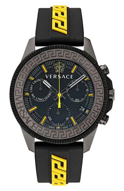 Versace Greca Action Chrono Watch, Male, Yellow+black, One Size In Black/yellow