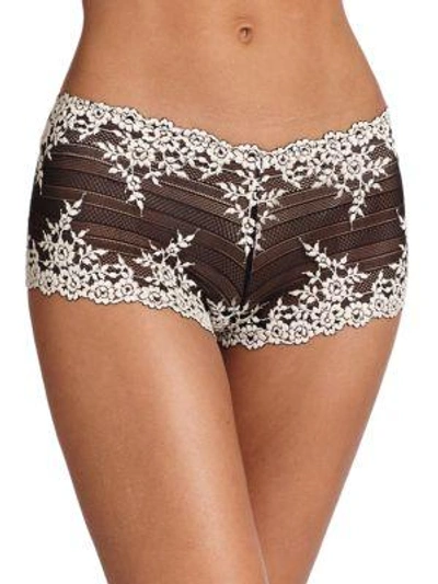 Wacoal Embrace Lace Embroidered Boyshort Underwear Lingerie In Black