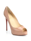 Christian Louboutin New Very Prive 120 Patent-leather Platform Pumps In Nude