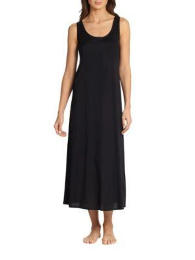 Hanro Deluxe Mercerized Pima Cotton Nightgown In Black