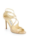 Jimmy Choo Lang Strappy Patent Leather Sandals In Nude