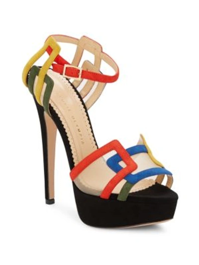 Charlotte Olympia Geometric Suede Platform Sandals In Multi Colo