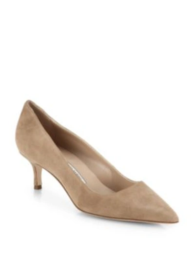 Manolo Blahnik Bb 50 Suede Pumps In Tan