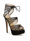 CHARLOTTE OLYMPIA Caught In Charlotte's Web Suede Platform Sandals,0400090586620