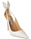 Aquazzura Bow Tie 105 Cutout Leather Pumps In White