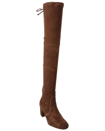 Stuart Weitzman Genna Stretch-suede Over-the-knee Boots In Brown