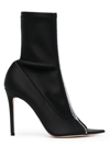 GIANVITO ROSSI BLACK CRYSTAL-EMBELLISHED OPEN-TOE STILETTO BOOTS