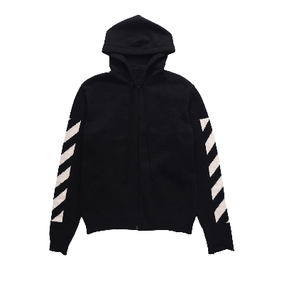Pre-owned Off-white Diag Arrow Knit Zip Hoodie 'black/white'