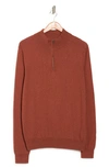 14th & Union 14th And Union Cotton Cashmere Quarter Zip Trim Fit Sweater In Rust Cinnabar