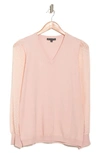 Adrianna Papell V-neck Clip Dot Sleeve Sweater In Pearl Blush