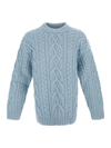 Dries Van Noten Men's Cable-knit Wool Sweater In Blue