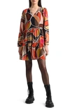 MOLLY BRACKEN BOMB FIRE TIERED LONG SLEEVE DRESS