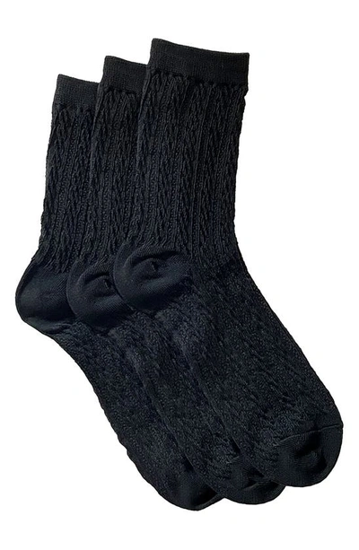 Stems Textured 3-pack Crew Socks In Black/ Black/ Black