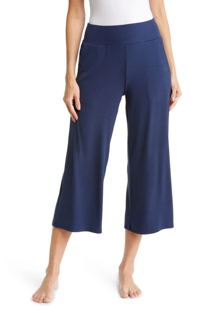 Cozy Earth Wide Leg Rib Pyjama Trousers In Navy