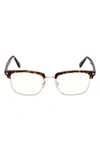 Tom Ford 54mm Browline Blue Light Blocking Glasses In Dark Havana