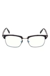 Tom Ford 54mm Browline Blue Light Blocking Glasses In Shiny Black