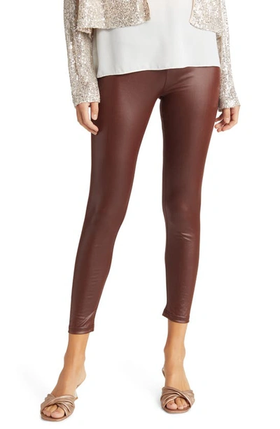 Nikki Lund Penelope Faux Leather Leggings In Burgundy