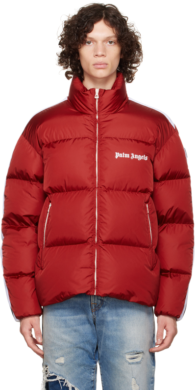 Palm Angels Red Classic Track Down Jacket In Burgundy