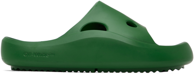 Off-white Meteor Rubber Slide Sandals In Green
