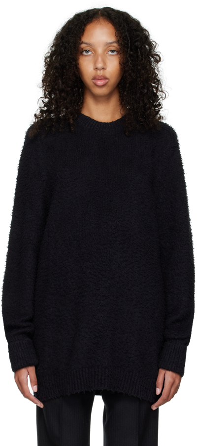 Maison Margiela Oversize Boiled Cotton Blend Jumper In Black