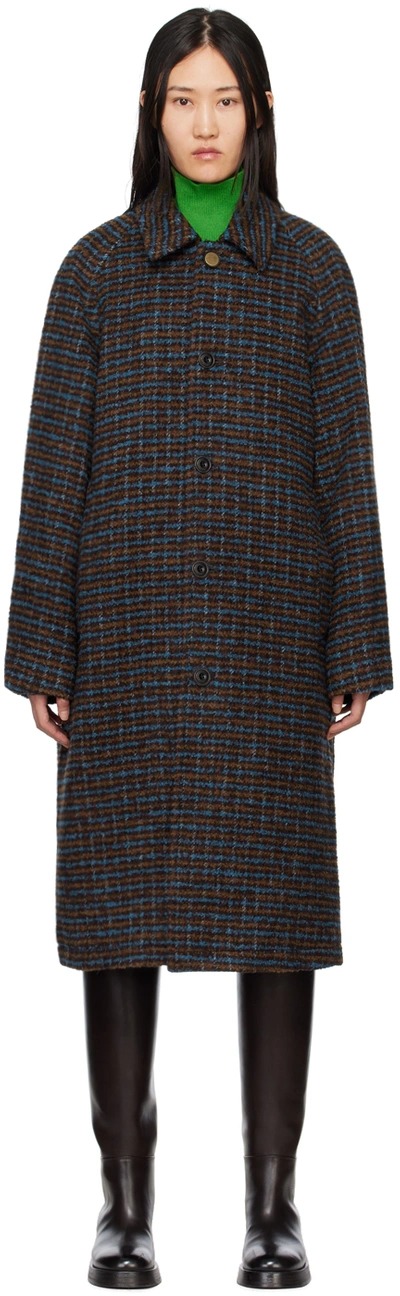 Andersson Bell Blue Check Coat In Blue Check Bluchk