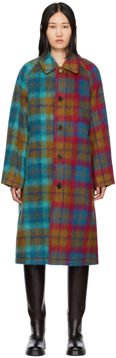 Andersson Bell Unisex Harrycheck Balmacaan Shaggy Wool Coat In Multicolor