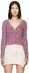 Andersson Bell Contrast-trim Patterned Cardigan In Multi Purple Mltprl