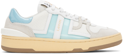 Lanvin White Calf Leather Clay Trainers In Blue
