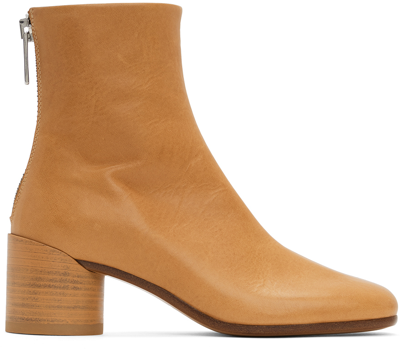 Mm6 Maison Margiela Tan Anatomic Ankle Boots In Neutrals